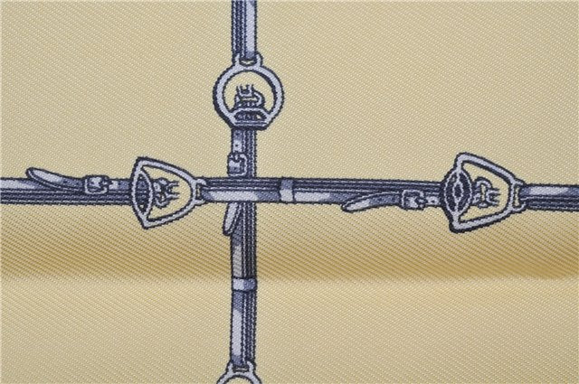 Authentic HERMES Petit Carre 40 Scarf Handkerchief Belt Pattern Silk Navy 6715E