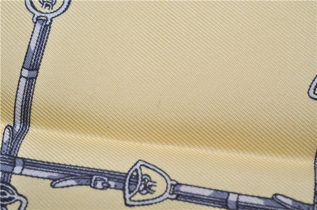 Authentic HERMES Petit Carre 40 Scarf Handkerchief Belt Pattern Silk Navy 6715E