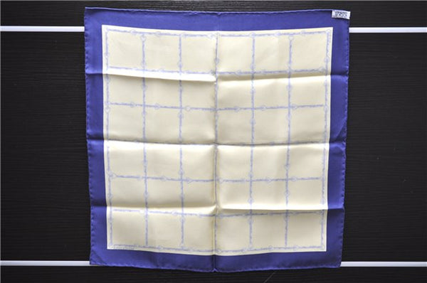 Authentic HERMES Petit Carre 40 Scarf Handkerchief Belt Pattern Silk Navy 6715E