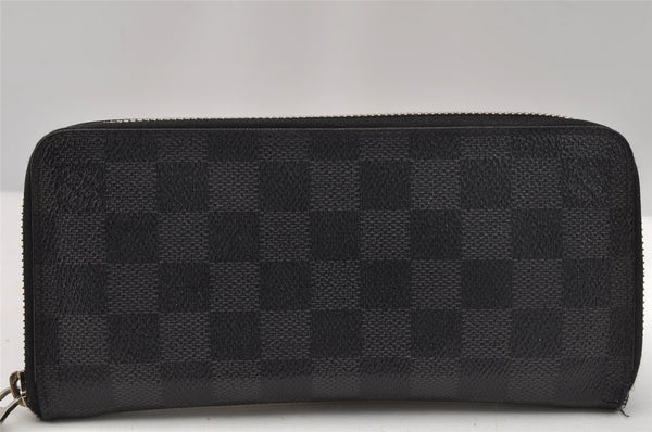 Authentic Louis Vuitton Damier Graphite Zippy Wallet Vertical N63095 LV 6719I