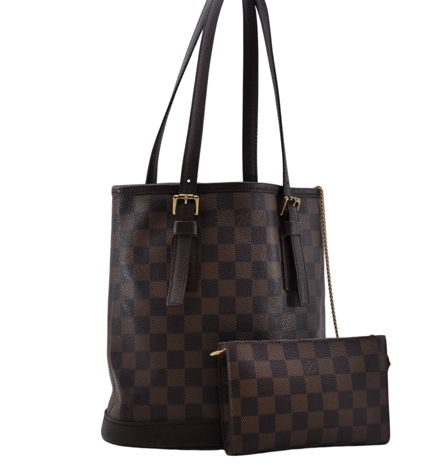 Authentic Louis Vuitton Damier Marais Bucket Shoulder Bag N42240 LV 6720D
