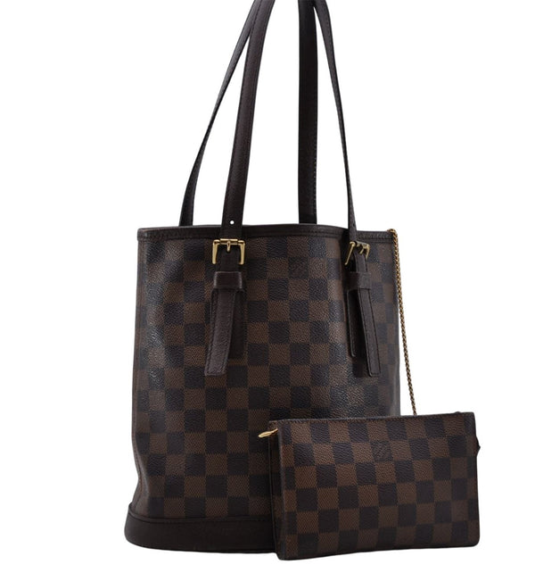 Authentic Louis Vuitton Damier Marais Bucket Shoulder Bag N42240 LV 6720D