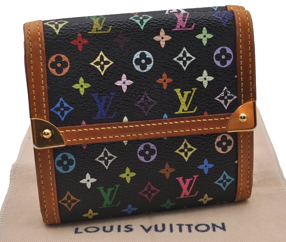 Louis Vuitton Monogram Multicolor Porte Monnaie Billet Carte Credit Black 6721I