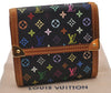 Louis Vuitton Monogram Multicolor Porte Monnaie Billet Carte Credit Black 6721I