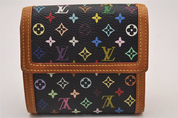 Louis Vuitton Monogram Multicolor Porte Monnaie Billet Carte Credit Black 6721I