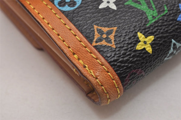 Louis Vuitton Monogram Multicolor Porte Monnaie Billet Carte Credit Black 6721I