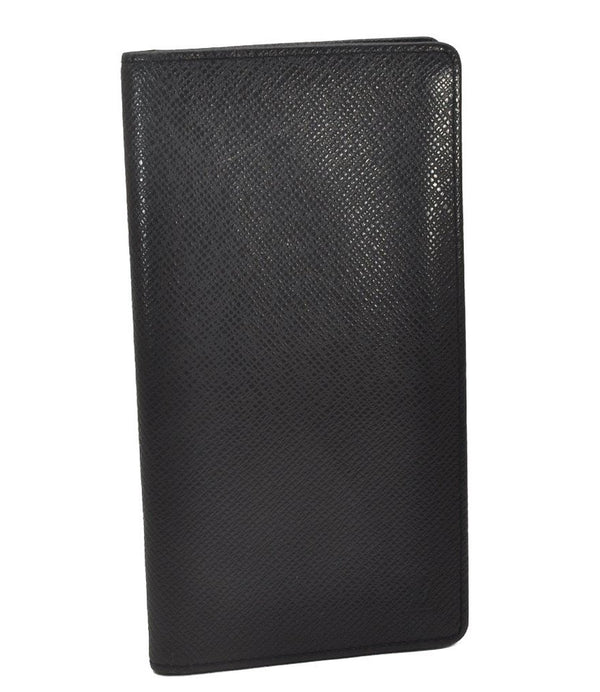 Authentic Louis Vuitton Taiga Porte Cartes Credit Wallet Black M31002 LV 6722I