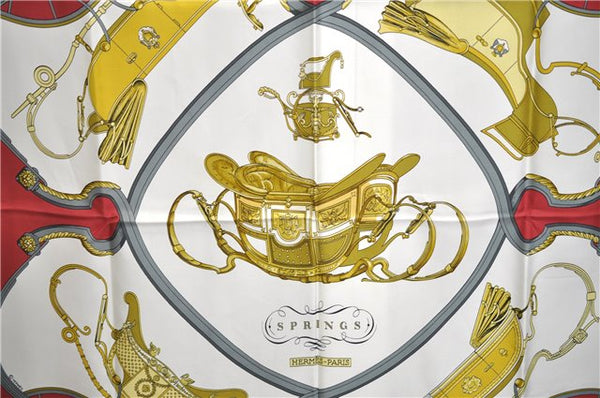 Authentic HERMES Carre 90 Scarf "SPRINGS" Silk Red 6724E