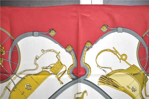 Authentic HERMES Carre 90 Scarf "SPRINGS" Silk Red 6724E