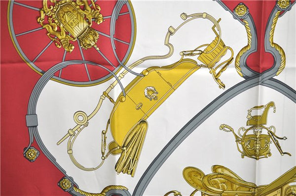 Authentic HERMES Carre 90 Scarf "SPRINGS" Silk Red 6724E