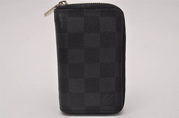 Authentic Louis Vuitton Damier Graphite Zippy Coin Purse Wallet N63076 LV 6724I