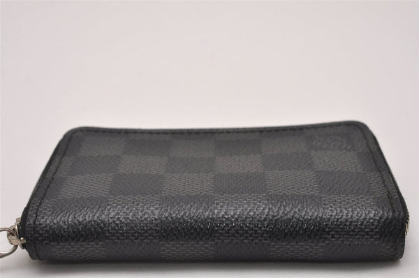 Authentic Louis Vuitton Damier Graphite Zippy Coin Purse Wallet N63076 LV 6724I