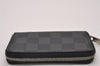 Authentic Louis Vuitton Damier Graphite Zippy Coin Purse Wallet N63076 LV 6724I