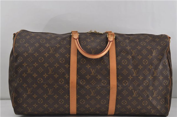 Auth Louis Vuitton Monogram Keepall Bandouliere 60 Boston Bag M41412 LV 6726D