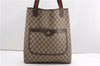 Authentic GUCCI Web Sherry Line Shoulder Tote Bag GG PVC Leather Brown 6728F