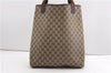 Authentic GUCCI Web Sherry Line Shoulder Tote Bag GG PVC Leather Brown 6728F