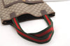 Authentic GUCCI Web Sherry Line Shoulder Tote Bag GG PVC Leather Brown 6728F
