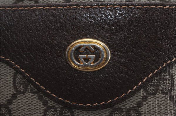 Authentic GUCCI Web Sherry Line Shoulder Tote Bag GG PVC Leather Brown 6728F