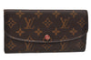 Authentic Louis Vuitton Monogram Portefeuille Emilie Wallet M60697 Purple 6730I