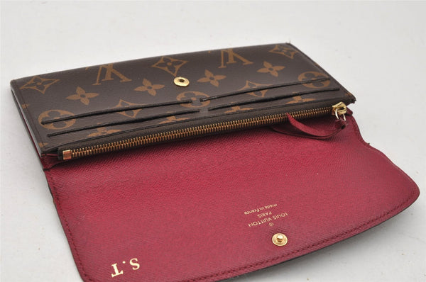 Authentic Louis Vuitton Monogram Portefeuille Emilie Wallet M60697 Purple 6730I