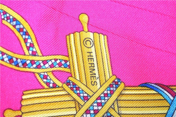 Authentic HERMES Carre 90 Scarf "1789 LIBERTE EGALITE" Silk Pink 6731E