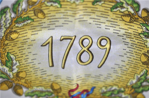 Authentic HERMES Carre 90 Scarf "1789 LIBERTE EGALITE" Silk Pink 6731E