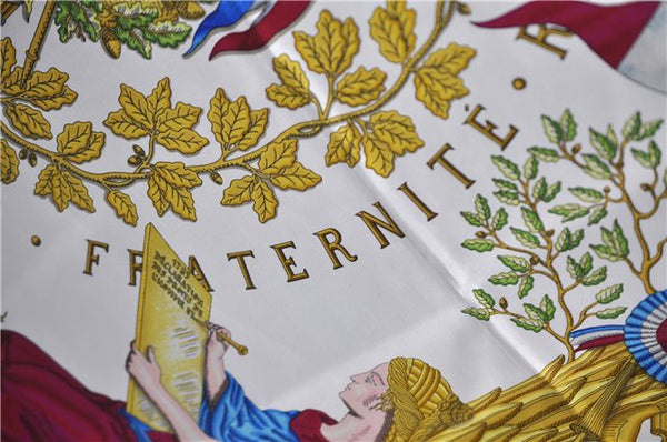 Authentic HERMES Carre 90 Scarf "1789 LIBERTE EGALITE" Silk Pink 6731E
