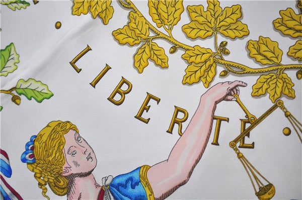 Authentic HERMES Carre 90 Scarf "1789 LIBERTE EGALITE" Silk Pink 6731E