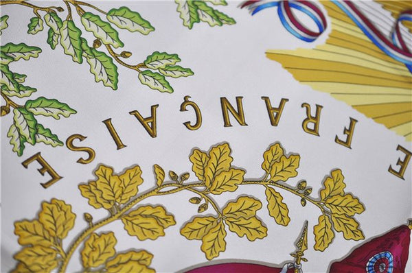 Authentic HERMES Carre 90 Scarf "1789 LIBERTE EGALITE" Silk Pink 6731E