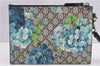 Authentic GUCCI GG Blooms PVC Clutch Hand Bag Purse 546349 Navy Blue 6732F