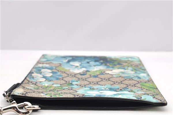 Authentic GUCCI GG Blooms PVC Clutch Hand Bag Purse 546349 Navy Blue 6732F