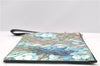 Authentic GUCCI GG Blooms PVC Clutch Hand Bag Purse 546349 Navy Blue 6732F
