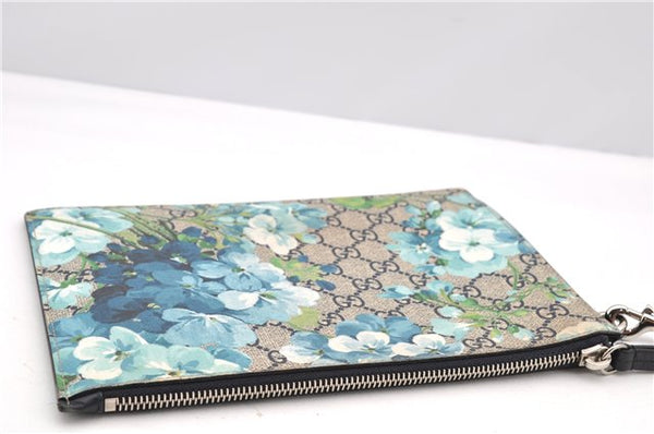 Authentic GUCCI GG Blooms PVC Clutch Hand Bag Purse 546349 Navy Blue 6732F