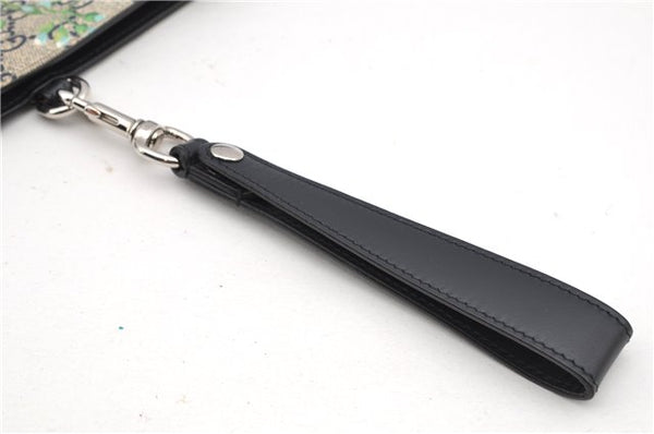 Authentic GUCCI GG Blooms PVC Clutch Hand Bag Purse 546349 Navy Blue 6732F