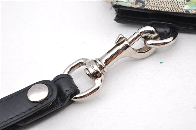 Authentic GUCCI GG Blooms PVC Clutch Hand Bag Purse 546349 Navy Blue 6732F