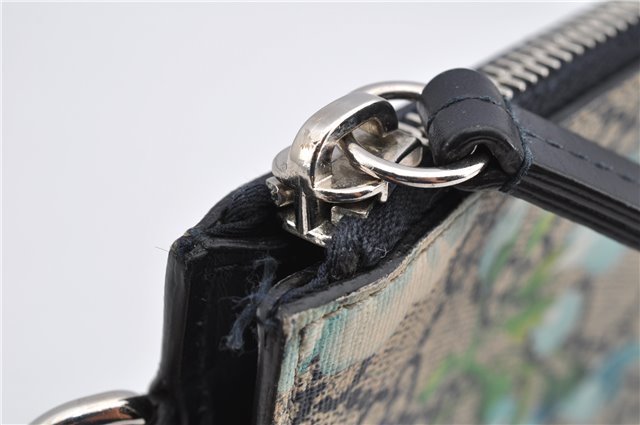 Authentic GUCCI GG Blooms PVC Clutch Hand Bag Purse 546349 Navy Blue 6732F