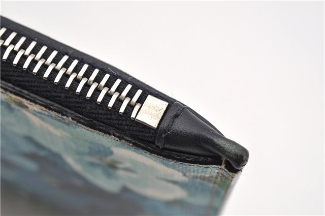 Authentic GUCCI GG Blooms PVC Clutch Hand Bag Purse 546349 Navy Blue 6732F