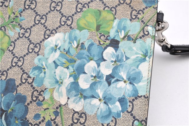 Authentic GUCCI GG Blooms PVC Clutch Hand Bag Purse 546349 Navy Blue 6732F