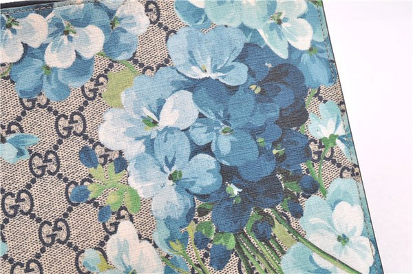 Authentic GUCCI GG Blooms PVC Clutch Hand Bag Purse 546349 Navy Blue 6732F