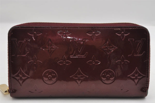 Authentic Louis Vuitton Vernis Zippy Wallet Long Purse Wine Red M91536 LV 6733I