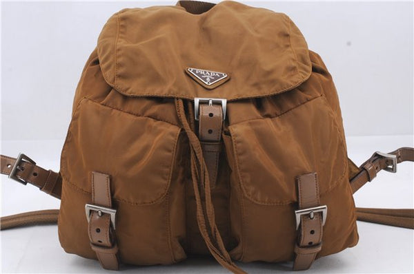 Authentic PRADA Nylon Leather Backpack Brown 6734D