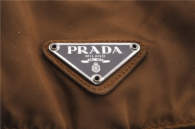 Authentic PRADA Nylon Leather Backpack Brown 6734D