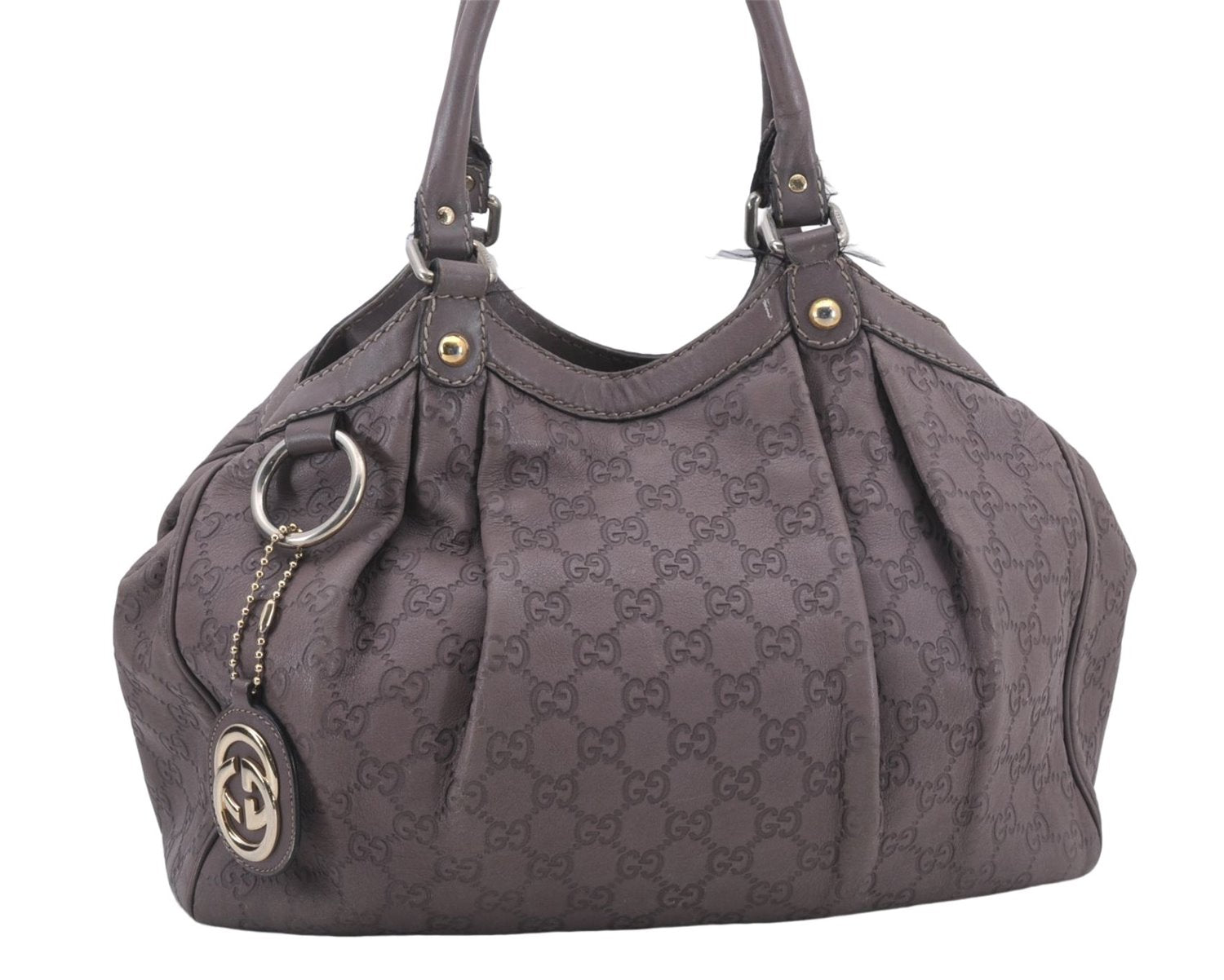 Authentic GUCCI Guccissima Sukey Leather Shoulder Tote Bag 211944 Purple 6735D