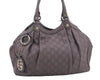 Authentic GUCCI Guccissima Sukey Leather Shoulder Tote Bag 211944 Purple 6735D