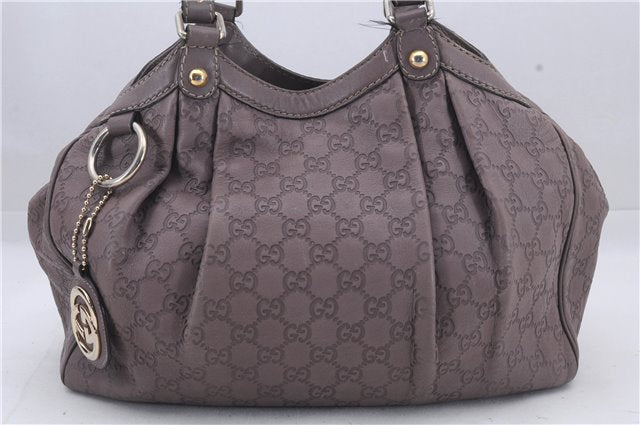 Authentic GUCCI Guccissima Sukey Leather Shoulder Tote Bag 211944 Purple 6735D