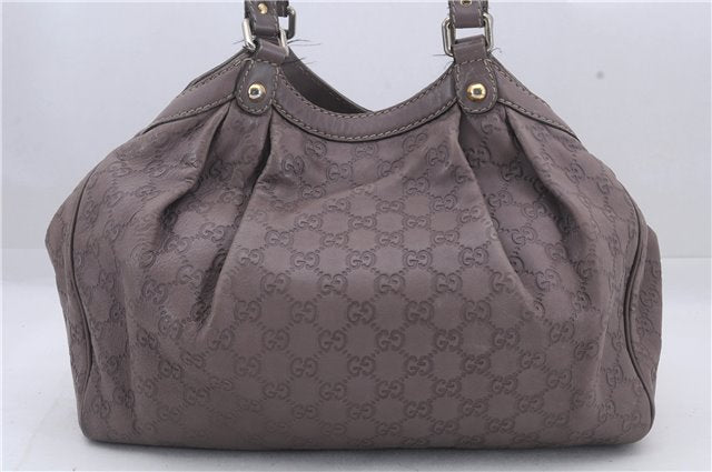 Authentic GUCCI Guccissima Sukey Leather Shoulder Tote Bag 211944 Purple 6735D