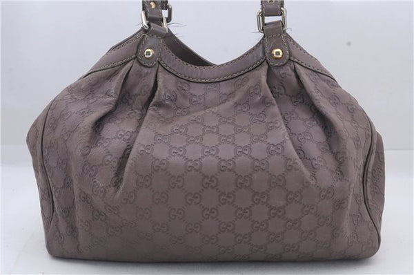 Authentic GUCCI Guccissima Sukey Leather Shoulder Tote Bag 211944 Purple 6735D