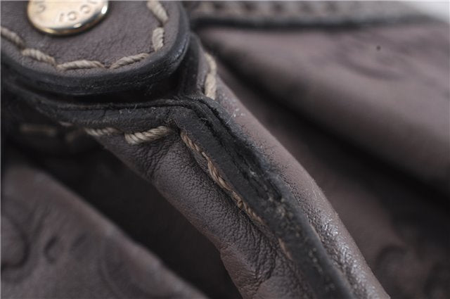 Authentic GUCCI Guccissima Sukey Leather Shoulder Tote Bag 211944 Purple 6735D