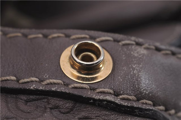 Authentic GUCCI Guccissima Sukey Leather Shoulder Tote Bag 211944 Purple 6735D