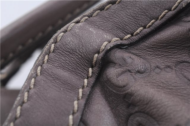 Authentic GUCCI Guccissima Sukey Leather Shoulder Tote Bag 211944 Purple 6735D